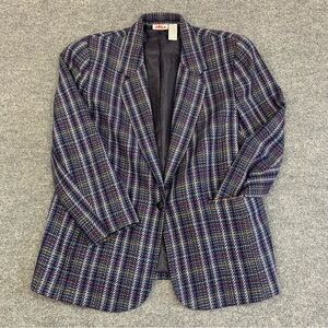 Y2K Alia Petites Wool Blend Plaid Blazer